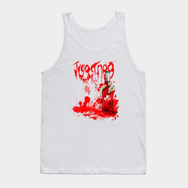 Zombie Hand Bloodied Juggernog on Soft Pink Tank Top by LANStudios